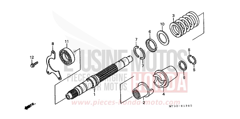 PRIMARY SHAFT for Pan-European ABS SPARKLING SILVER METALLIC (NH295D) from 1992